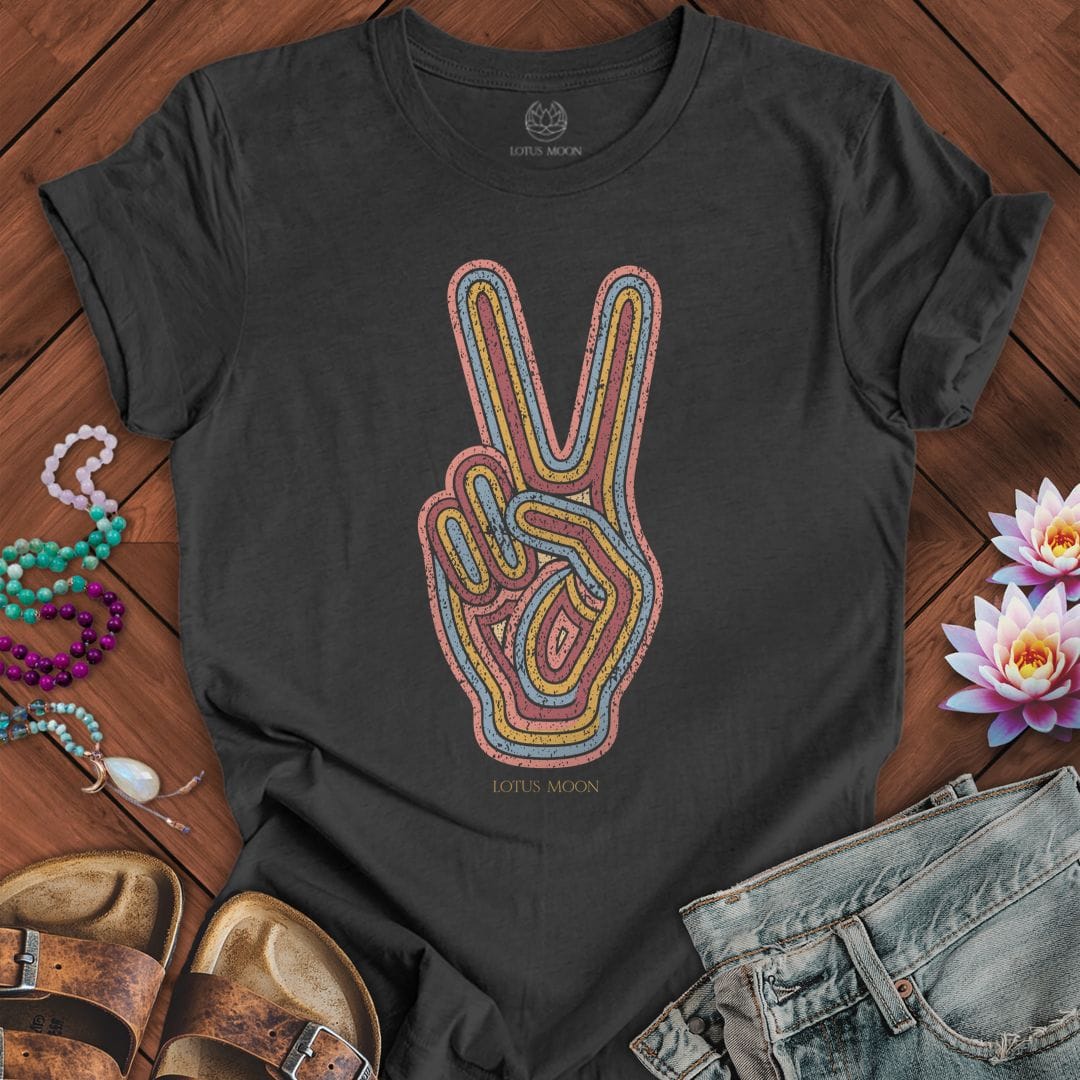 Printify T-Shirt Retro Peace Tee Dark Grey Heather / S