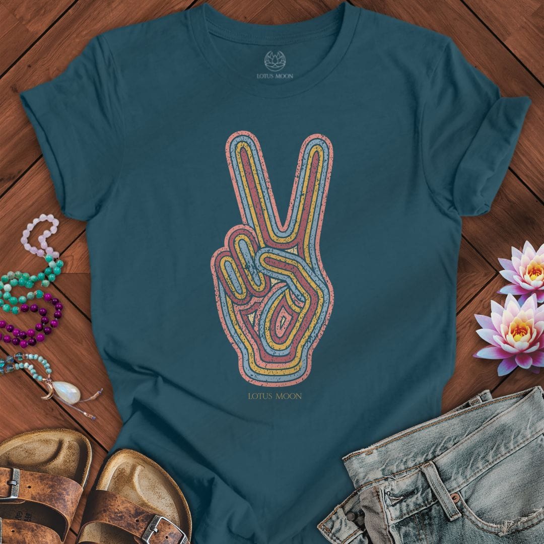Printify T-Shirt Retro Peace Tee Deep Teal / S
