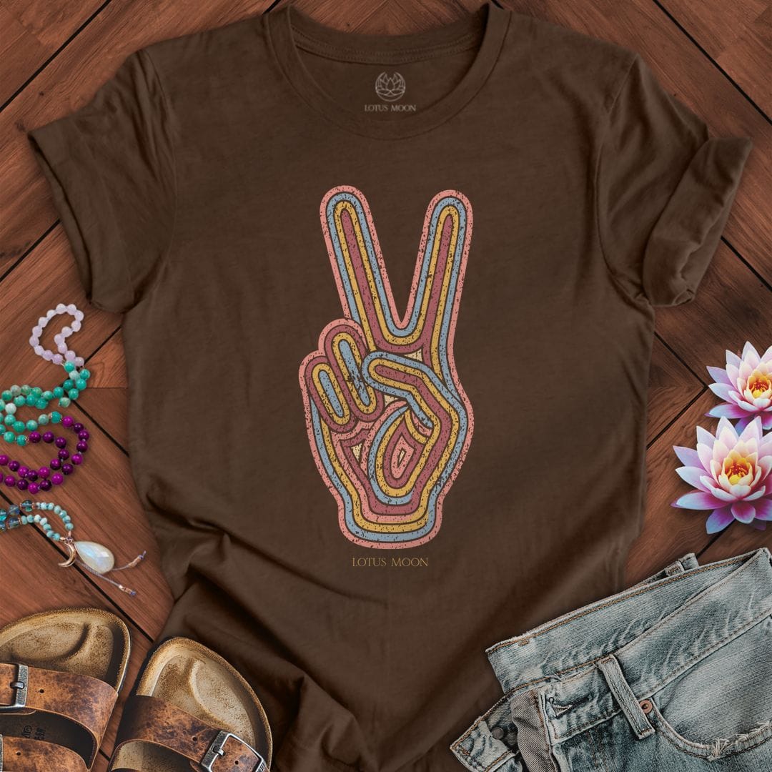 Printify T-Shirt Retro Peace Tee Heather Brown / S