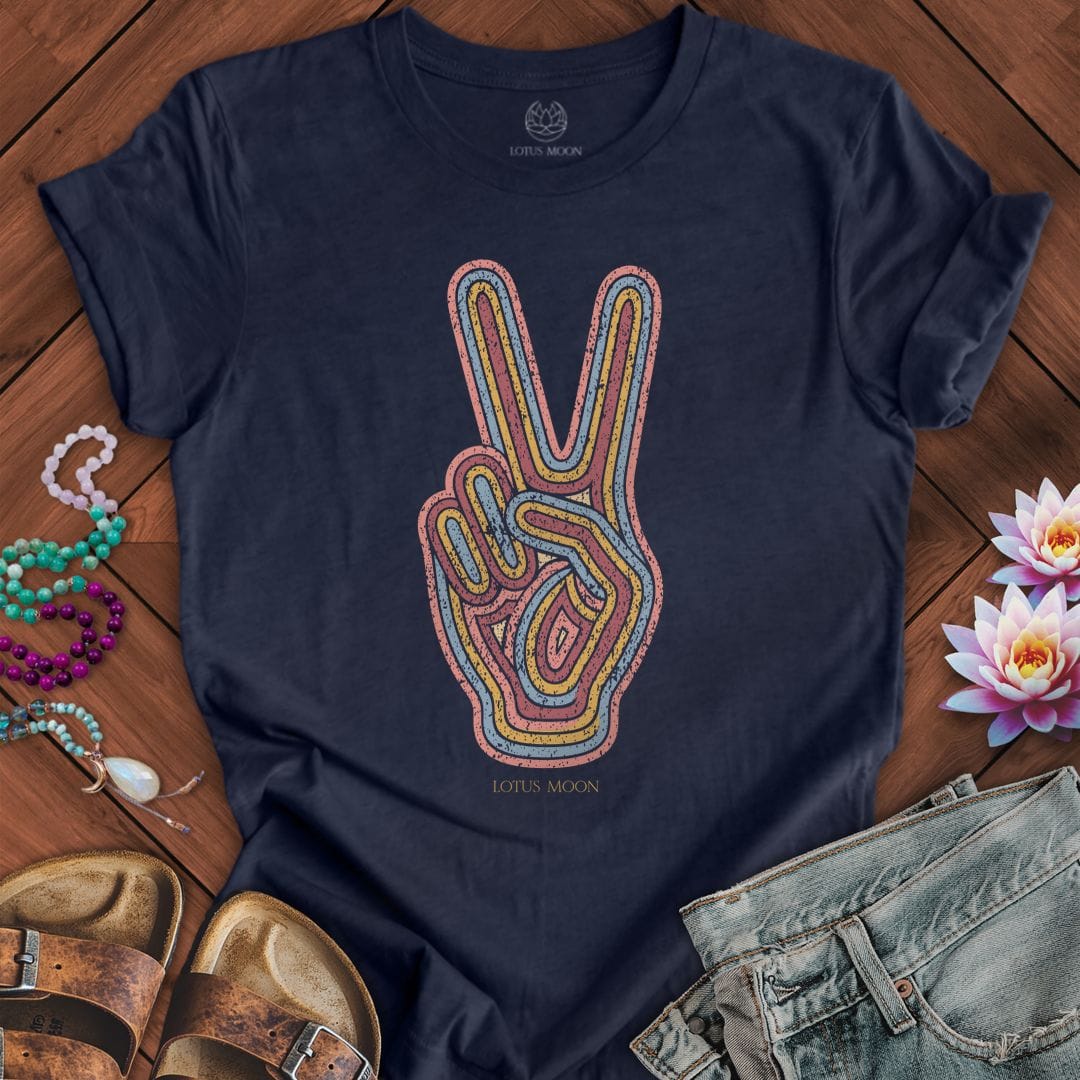 Printify T-Shirt Retro Peace Tee Heather Midnight Navy / S