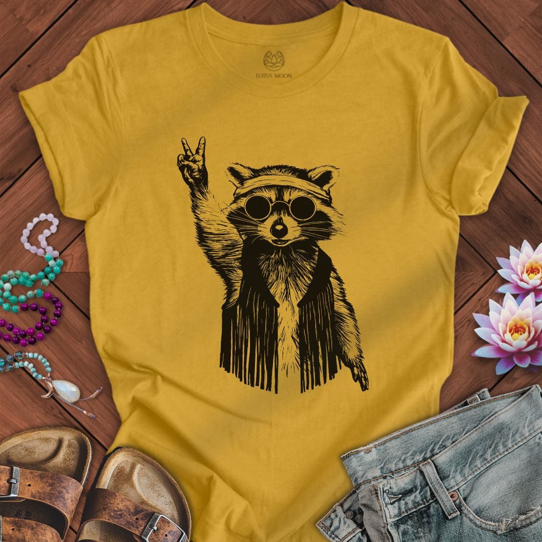 Retro Raccoon Tee Heather Mustard