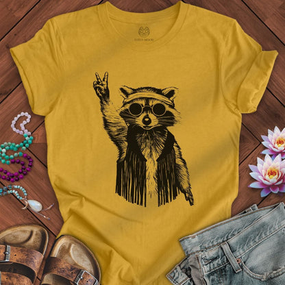 Retro Raccoon Tee Heather Mustard