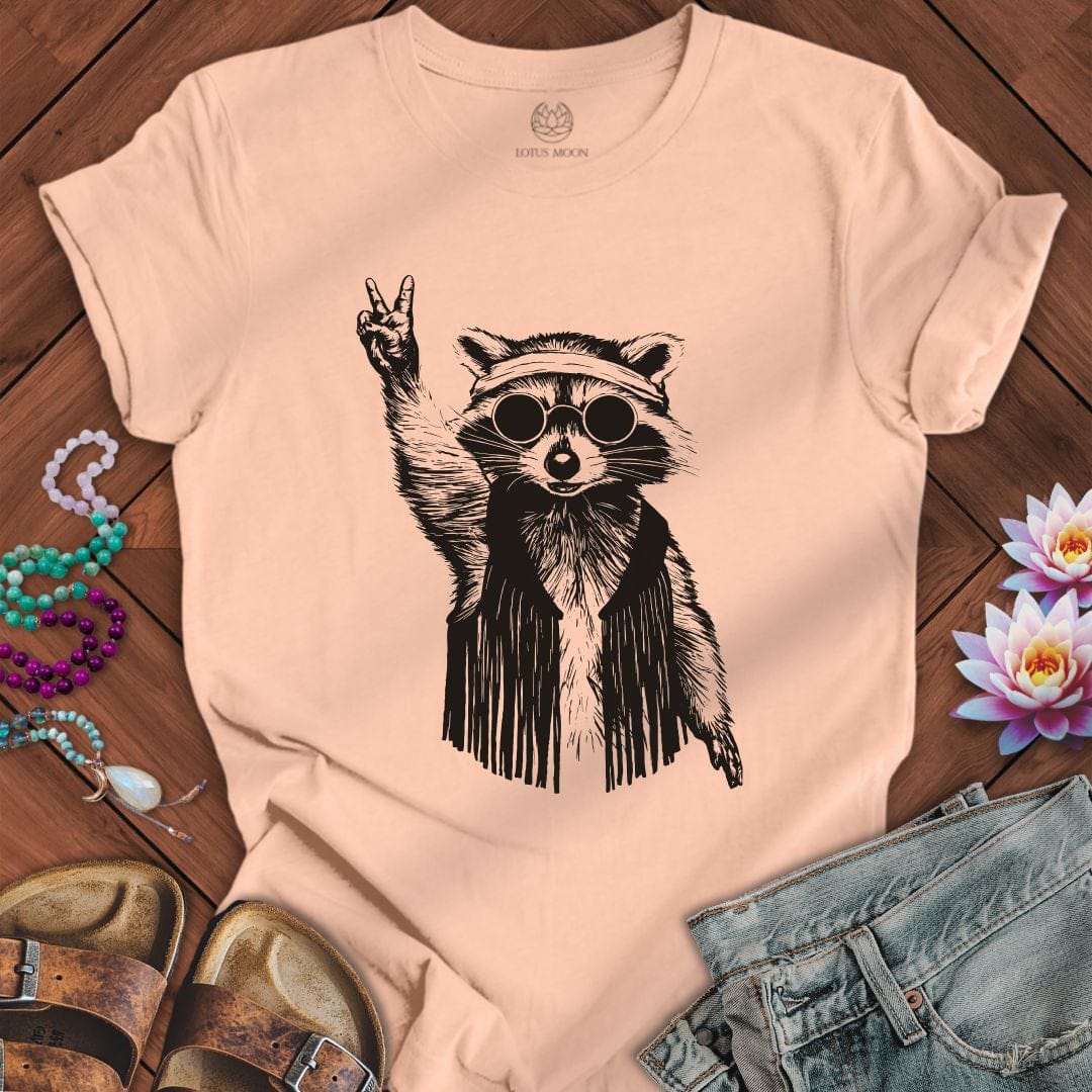 Retro Raccoon Tee Peach