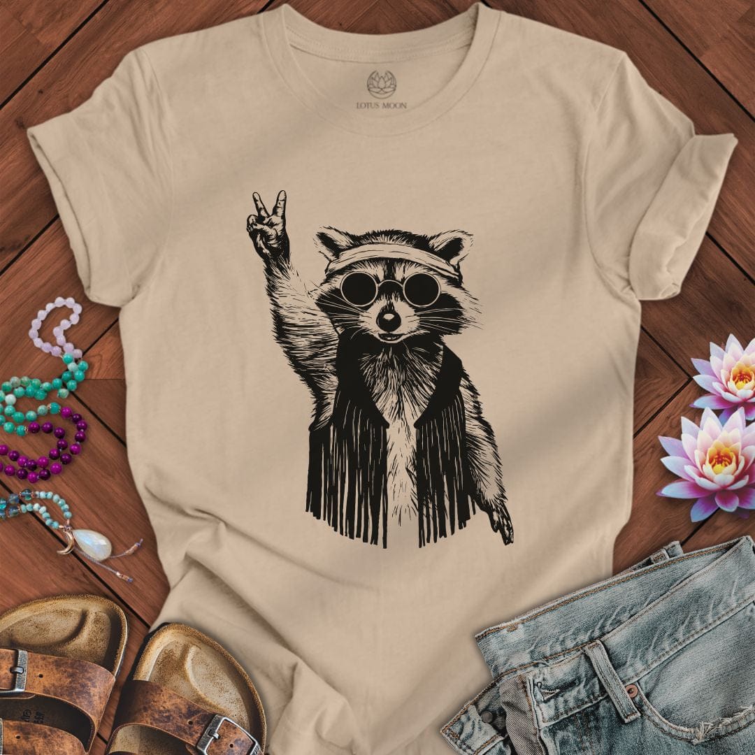 Retro Raccoon Tee Tan