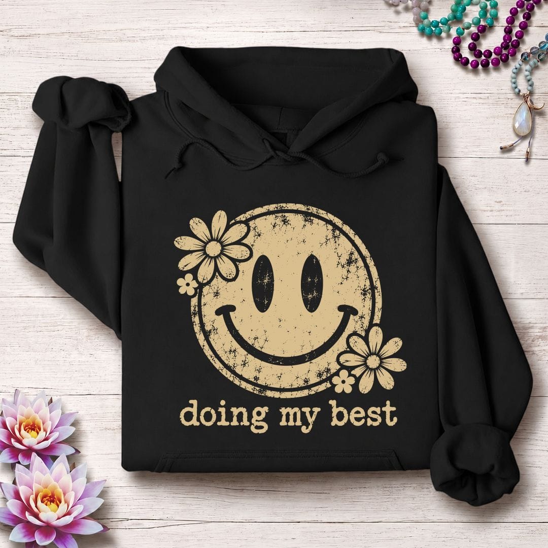 Retro Smiley Hoodie Black