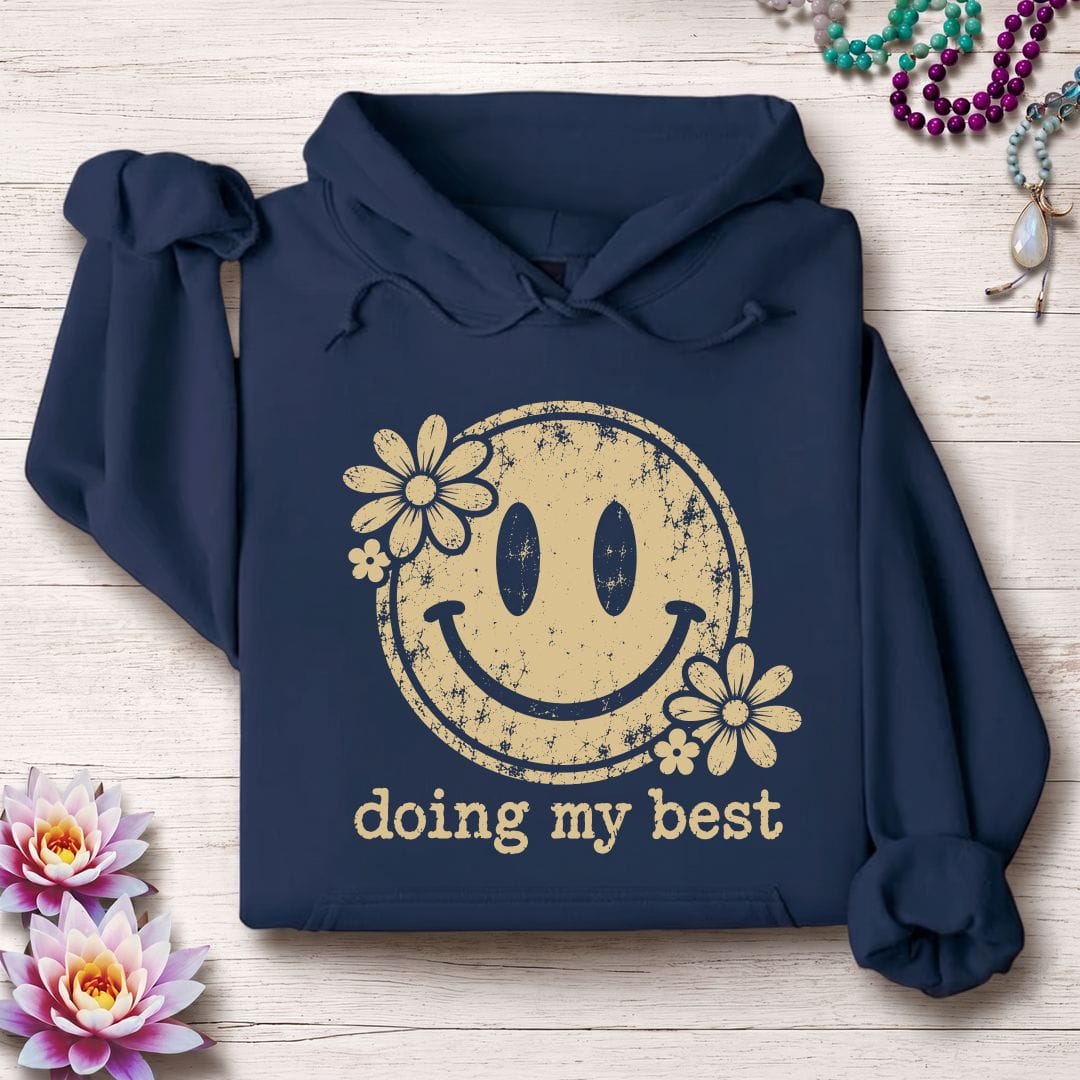 Retro Smiley Hoodie Navy