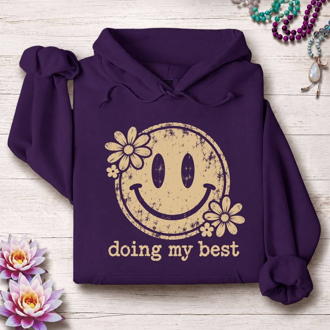 Retro Smiley Hoodie Purple