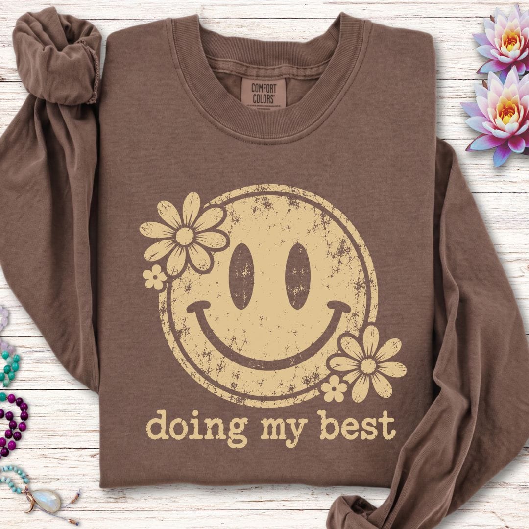 Retro Smiley Long Sleeve Tee Espresso
