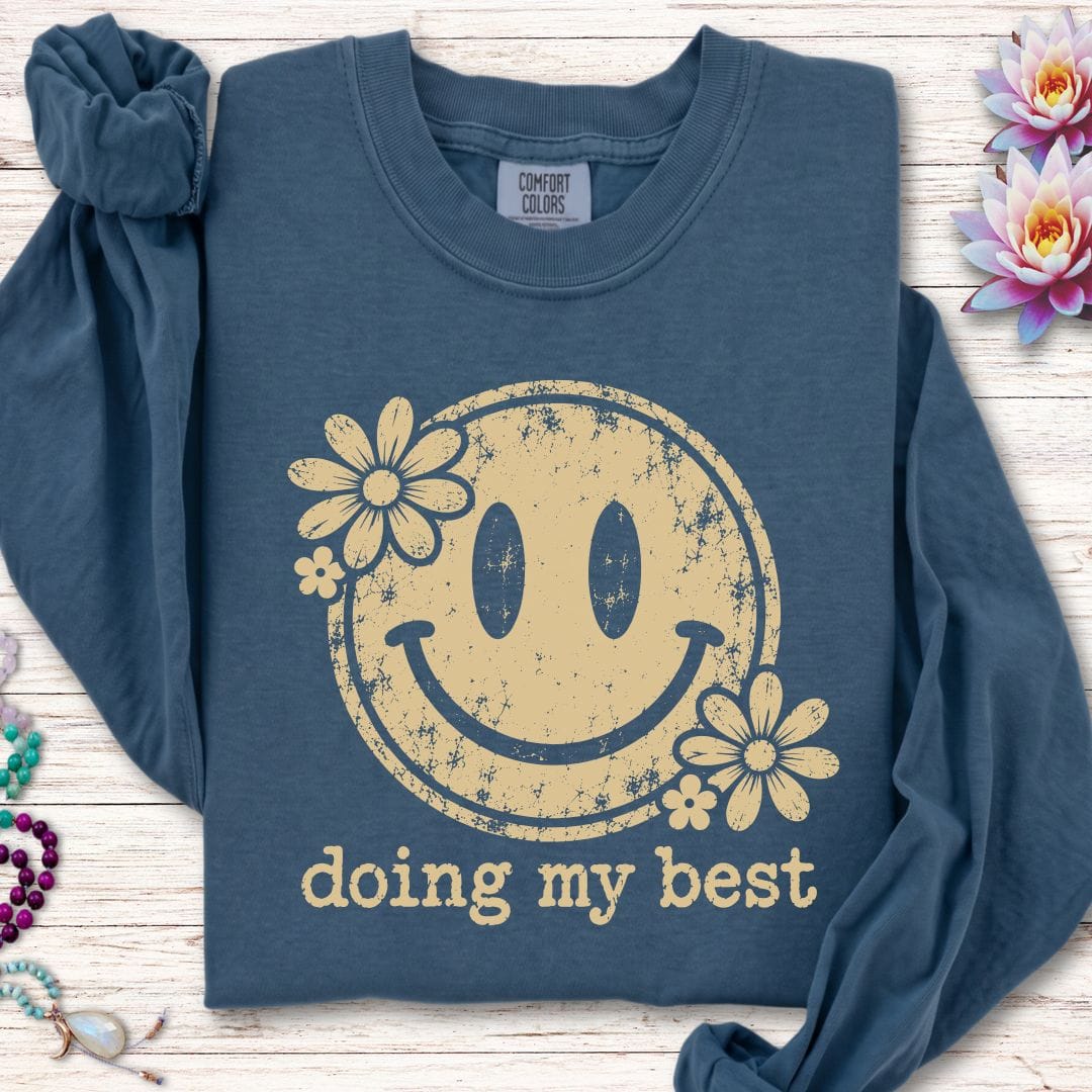 Retro Smiley Long Sleeve Tee Midnight