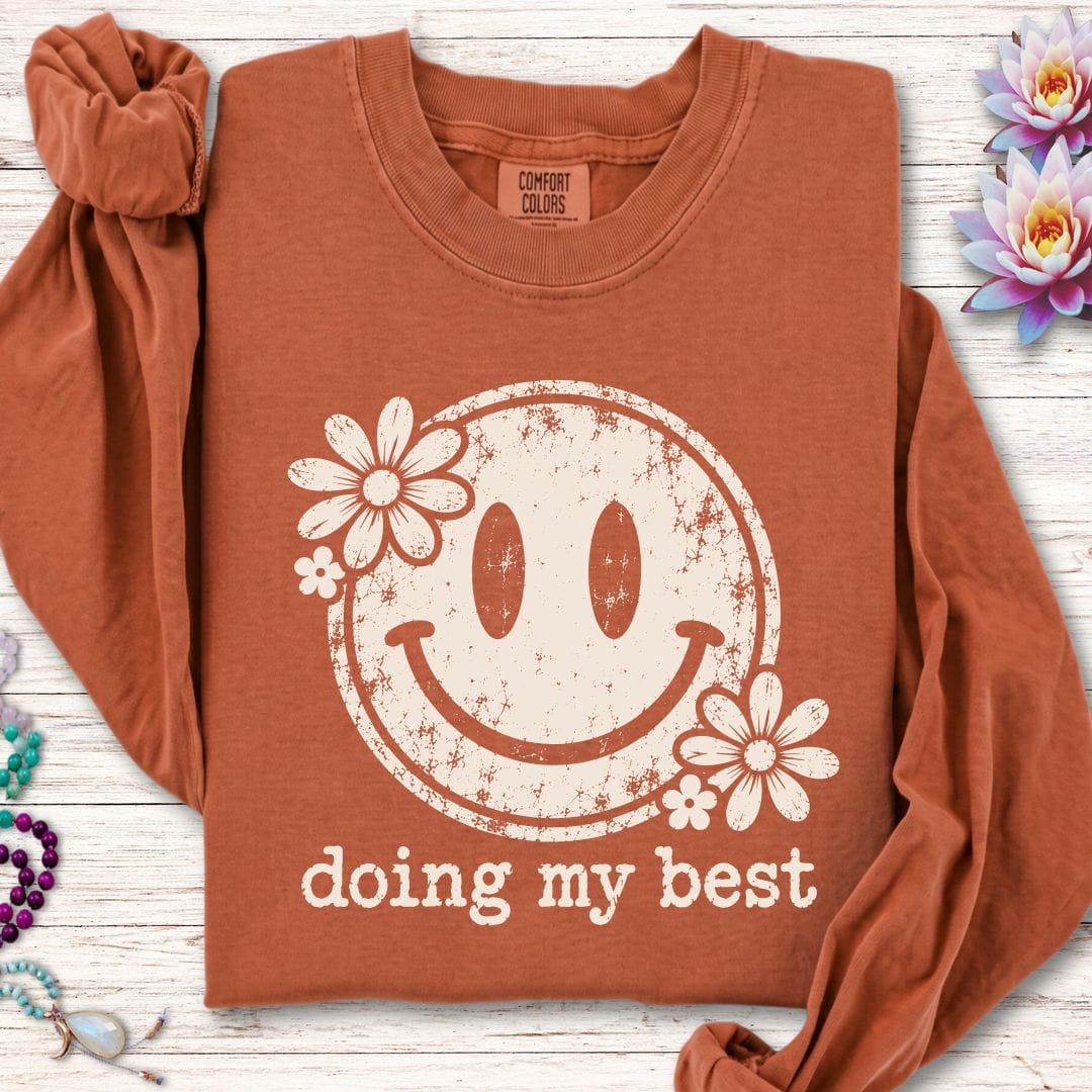 Retro Smiley Long Sleeve Tee Yam