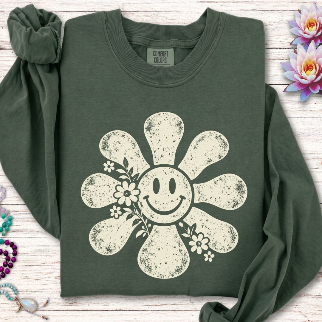 Retro Smiley Sun Long Sleeve Tee Hemp