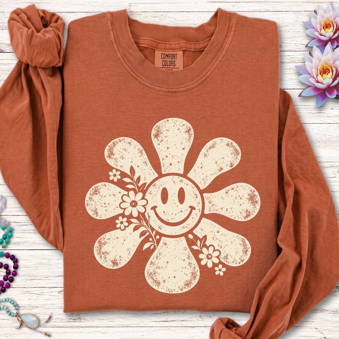 Retro Smiley Sun Long Sleeve Tee Yam
