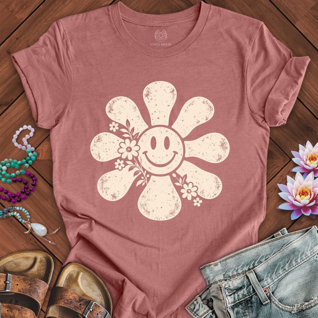 Printify T-Shirt Retro Smiley Sun Tee Heather Mauve / S