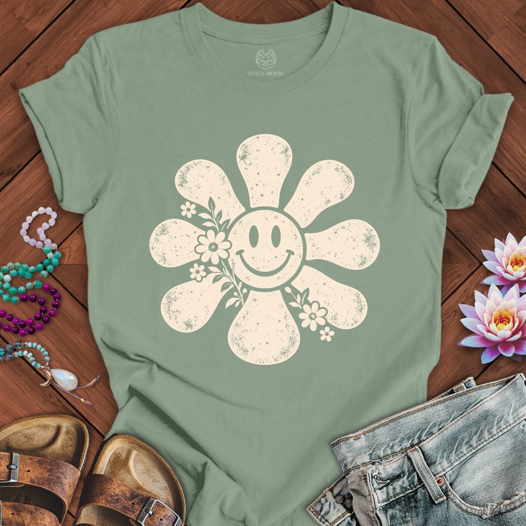 Printify T-Shirt Retro Smiley Sun Tee Sage / S