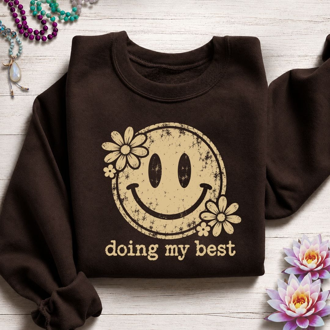 Retro Smiley Sweatshirt Dark Chocolate