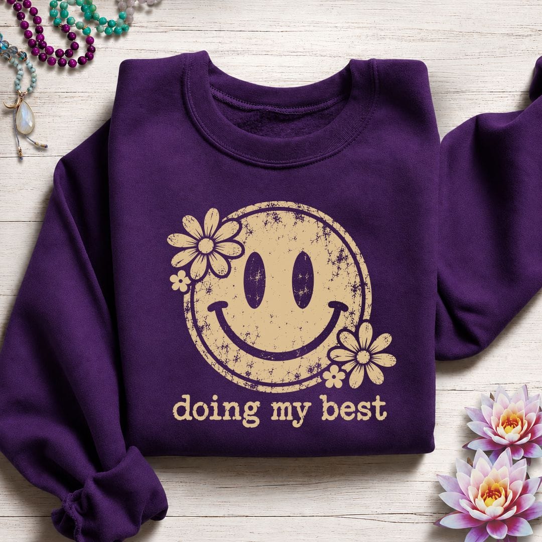 Retro Smiley Sweatshirt Purple