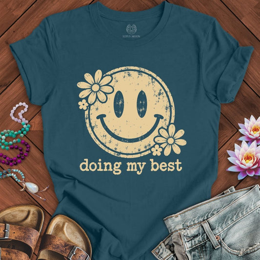 Retro Smiley Tee Deep Teal