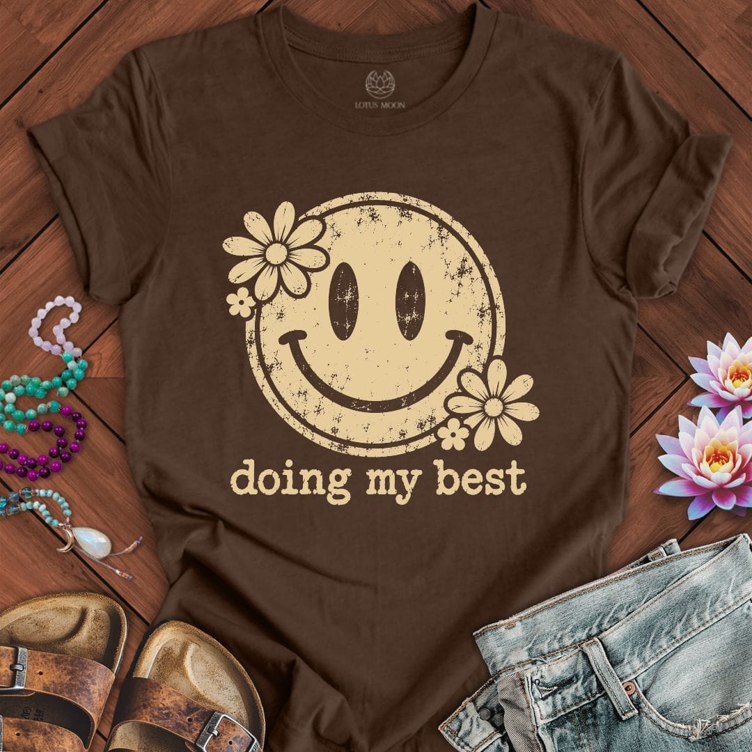 Retro Smiley Tee Heather Brown