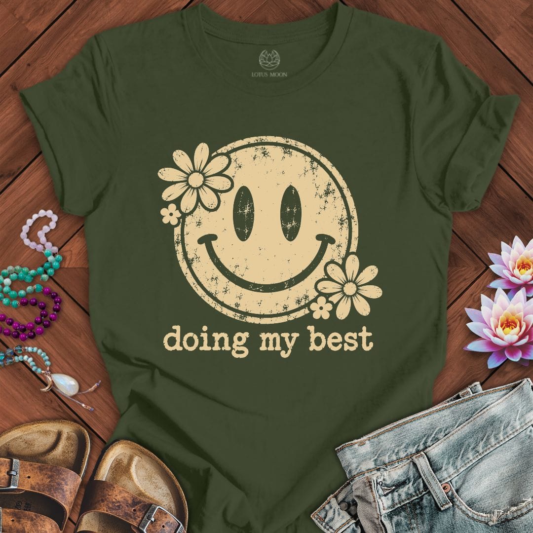 Retro Smiley Tee Military Green