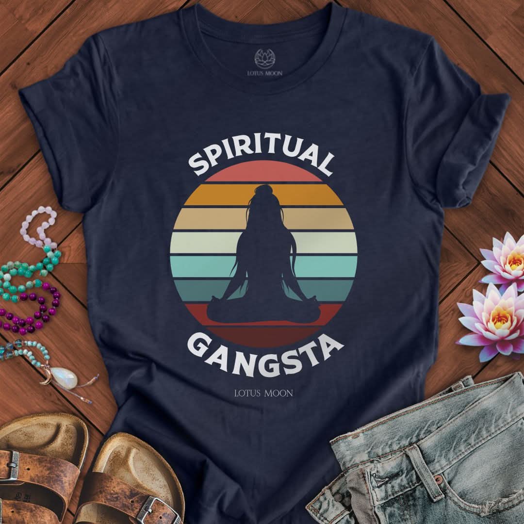 Retro Spiritual Gangsta Tee Heather Midnight Navy