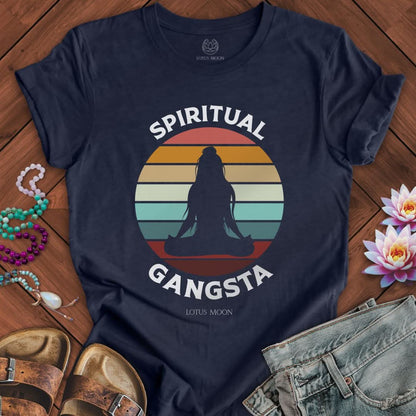 Retro Spiritual Gangsta Tee Heather Midnight Navy