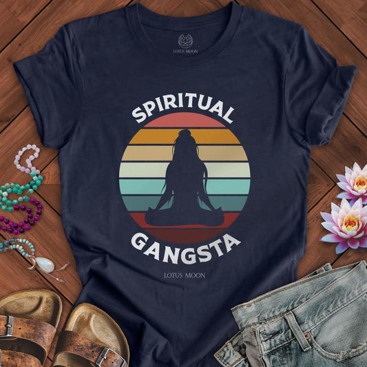 Retro Spiritual Gangsta Tee Heather Midnight Navy