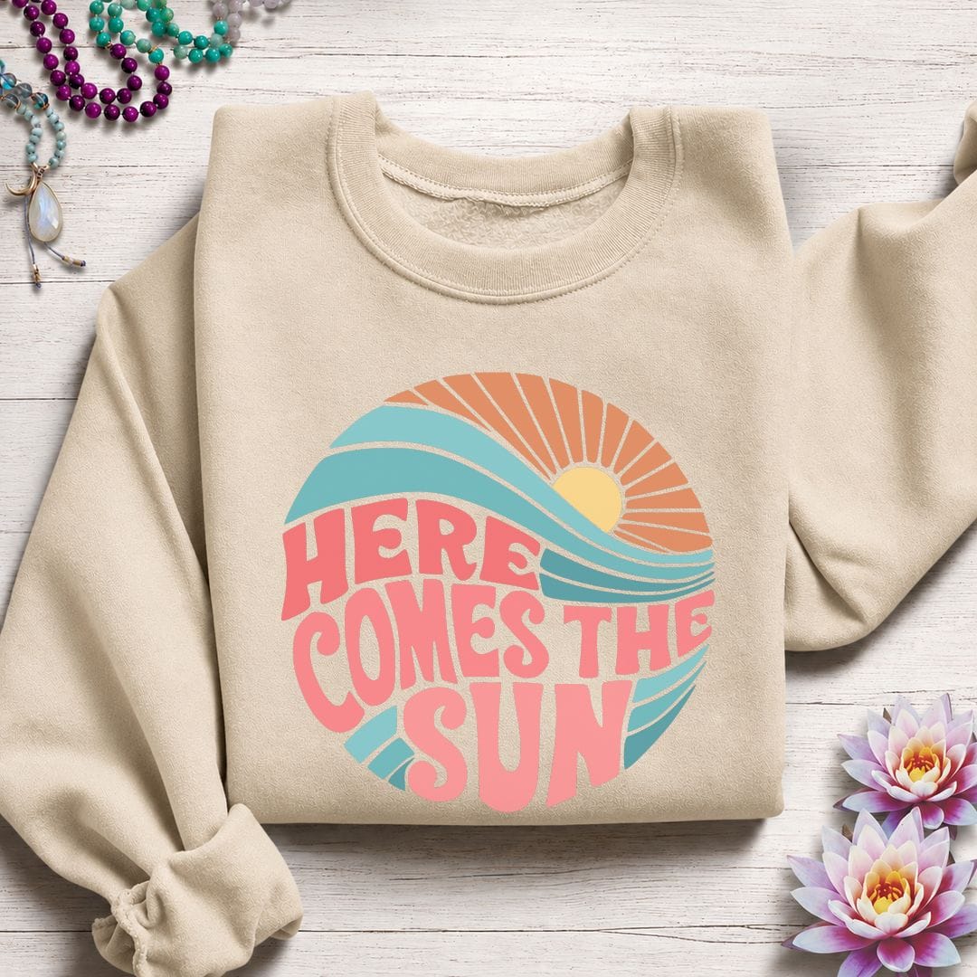 Printify Sweatshirt Retro Sun Sweatshirt S / Sand
