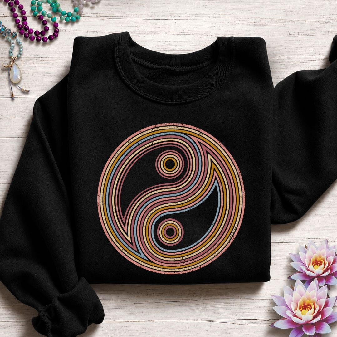 Retro Yin Yang Sweatshirt Black