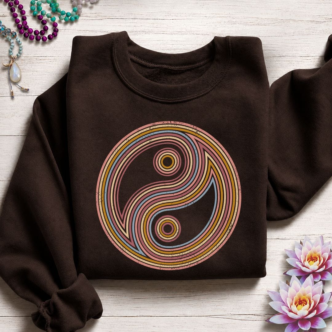 Retro Yin Yang Sweatshirt Dark Chocolate