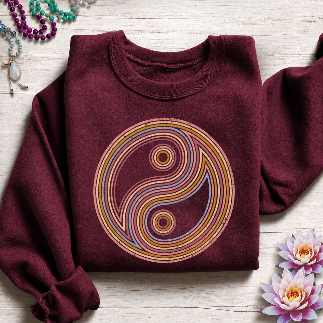 Retro Yin Yang Sweatshirt Maroon
