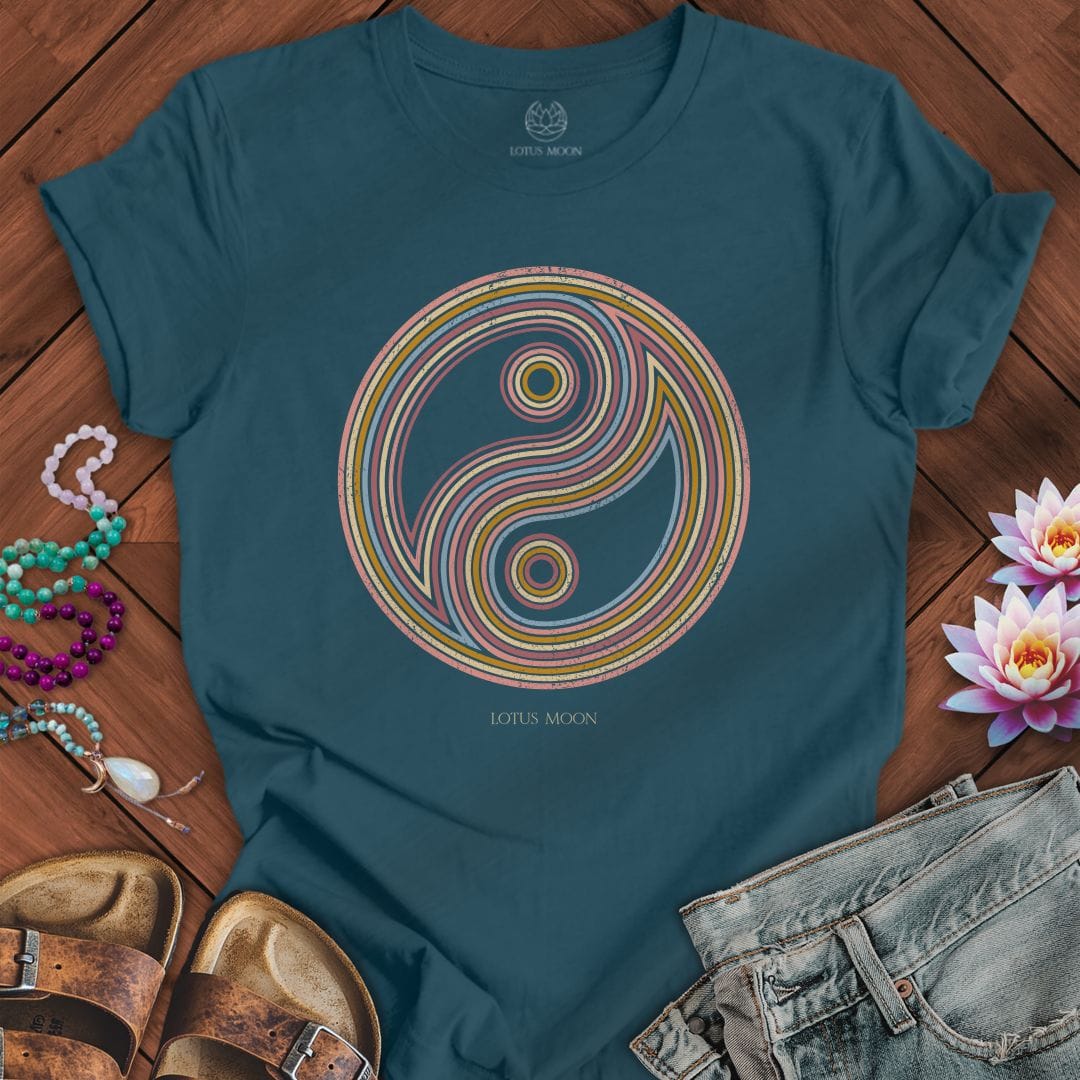 Printify T-Shirt Retro Yin Yang Tee Deep Teal / S