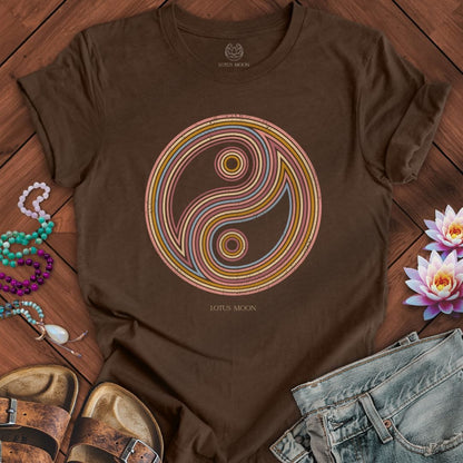 Printify T-Shirt Retro Yin Yang Tee Heather Brown / S