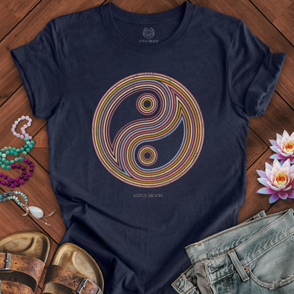Printify T-Shirt Retro Yin Yang Tee Heather Midnight Navy / S