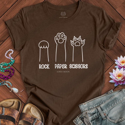 Rock Paper Scissors Tee Heather Brown