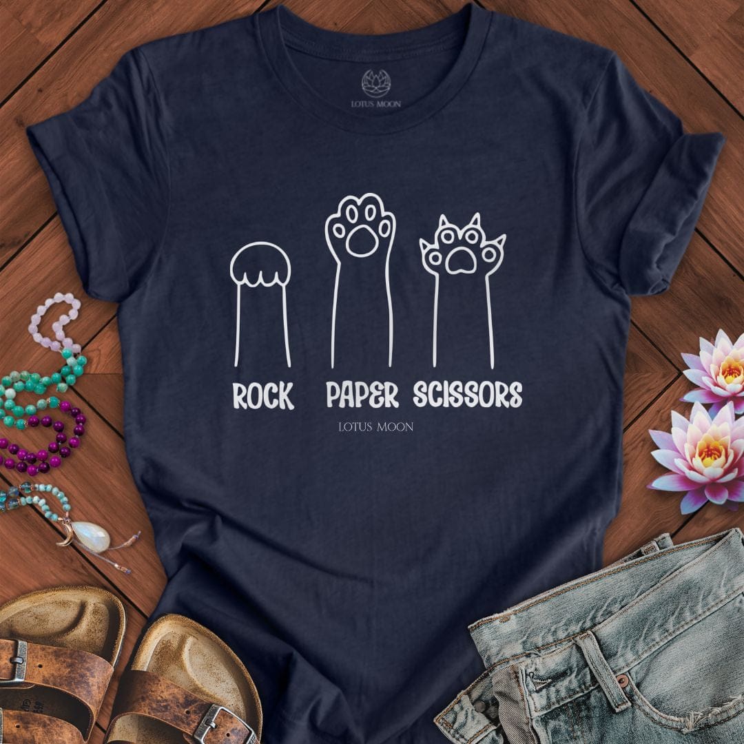 Rock Paper Scissors Tee Heather Midnight Navy
