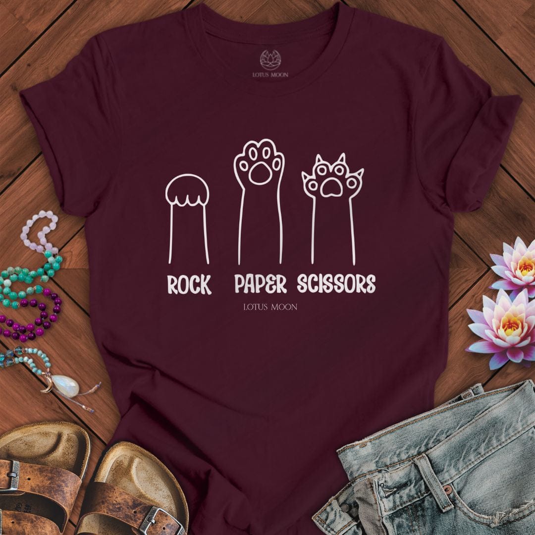 Rock Paper Scissors Tee Maroon