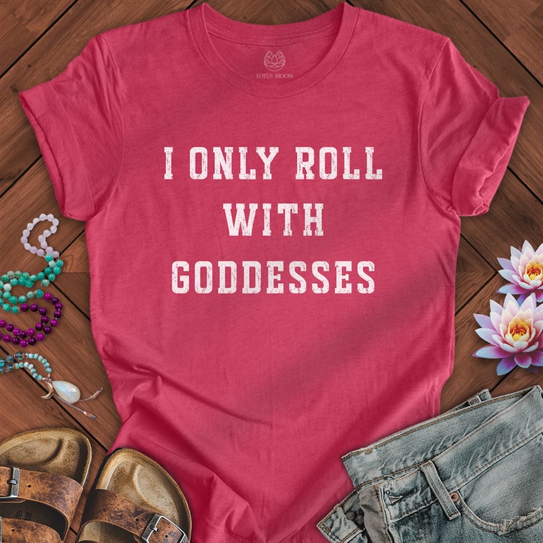 Roll With Goddesses Tee Heather Raspberry