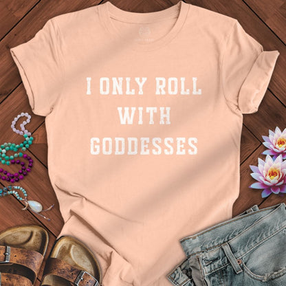 Roll With Goddesses Tee Peach