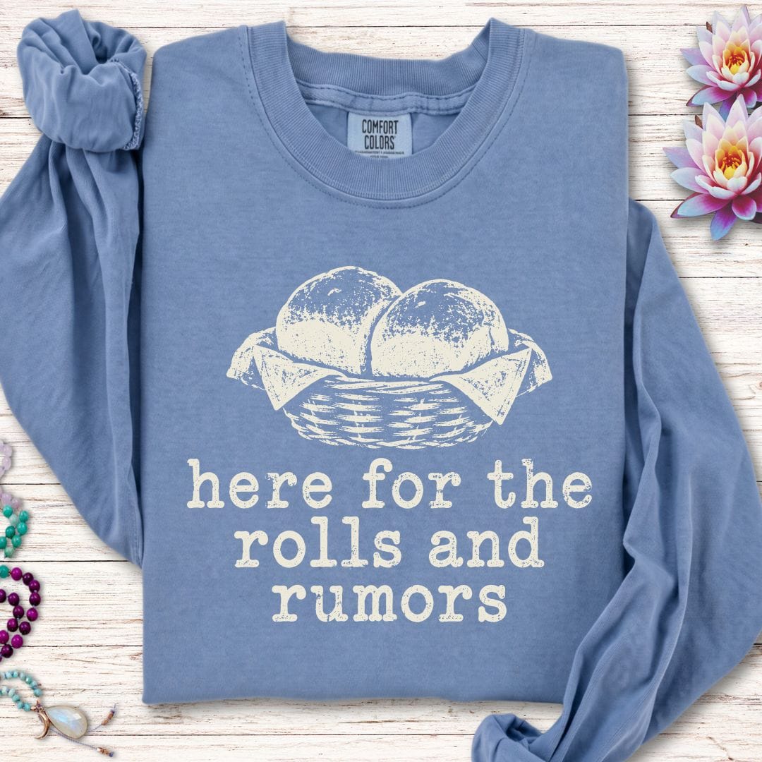 Printify Long-sleeve Rolls And Rumors Long Sleeve Tee Blue Jean / S