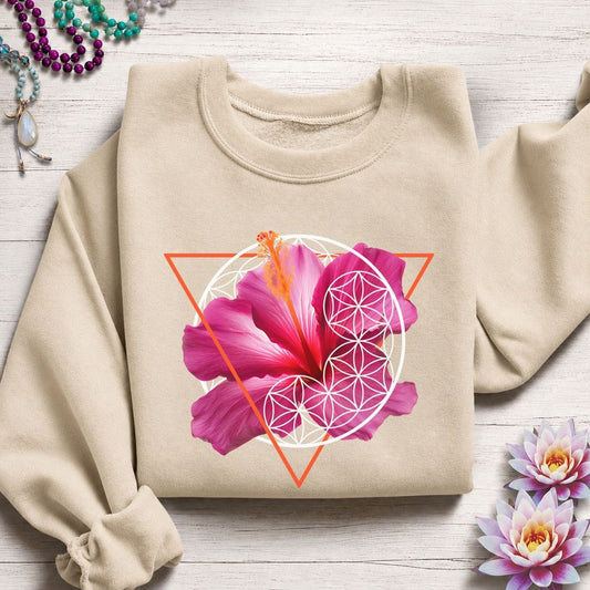 Sacred Hibiscus Sweatshirt Sand