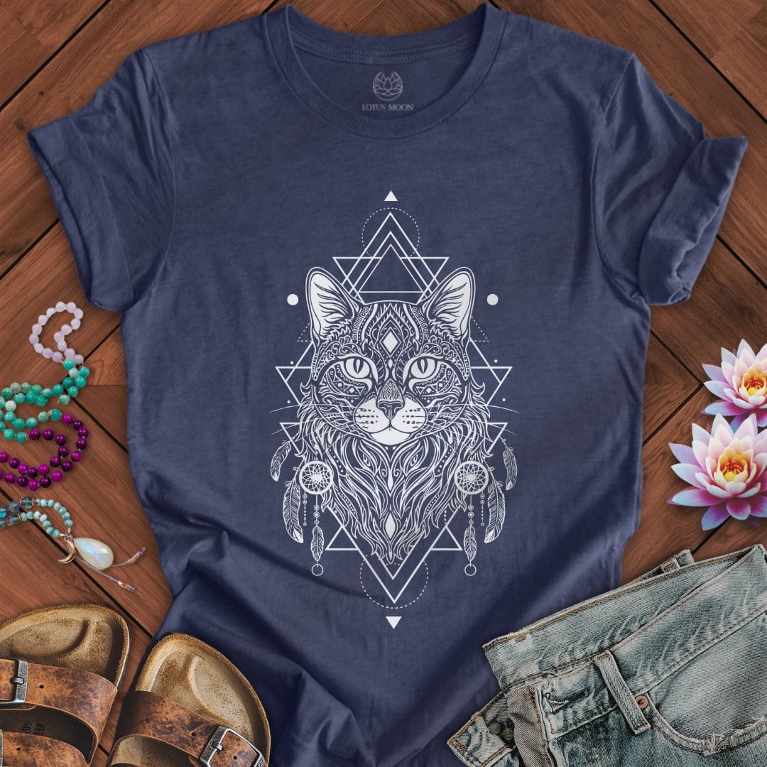 Sacred House Cat Tee Heather Navy
