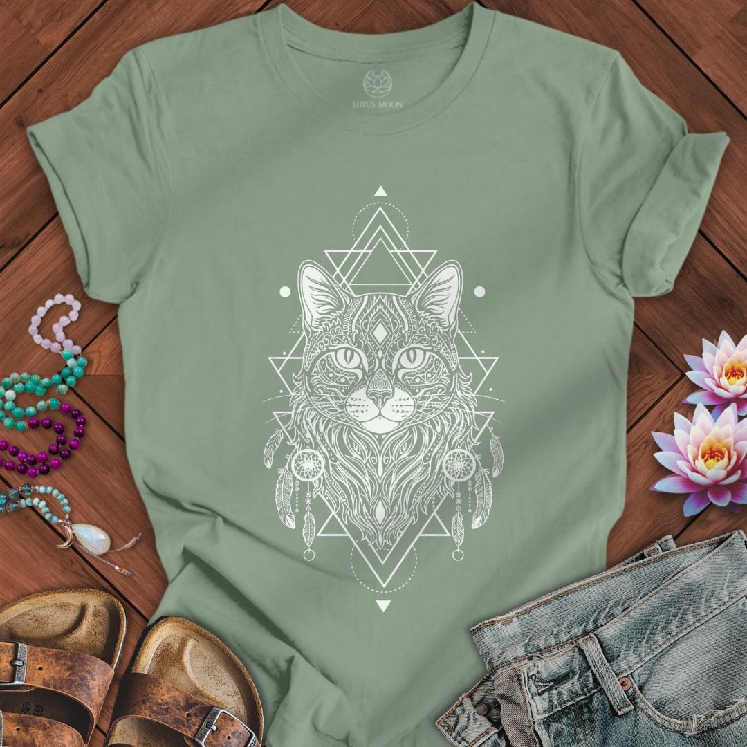 Sacred House Cat Tee Sage