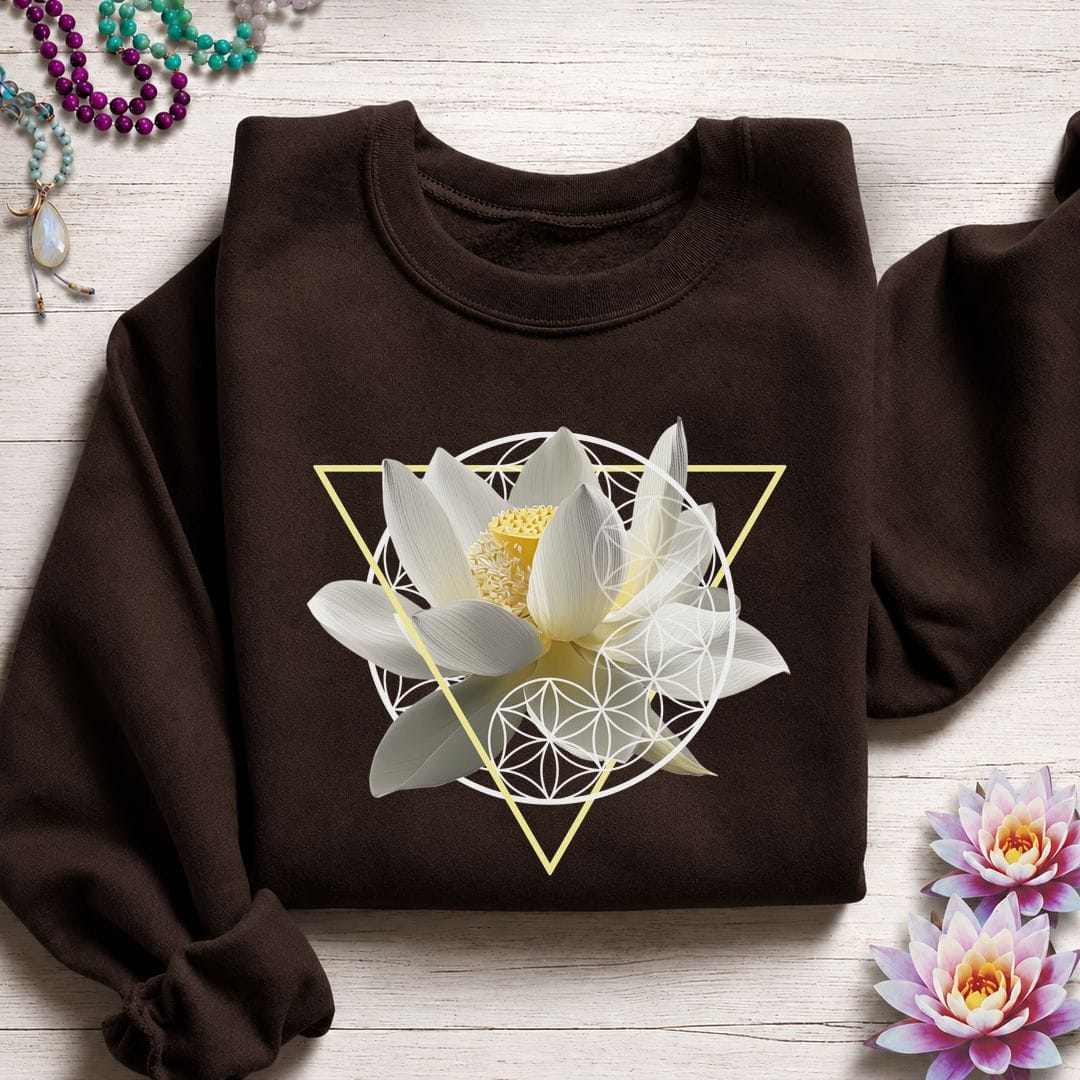 Sacred Lotus Flower Sweatshirt Dark Chocolate