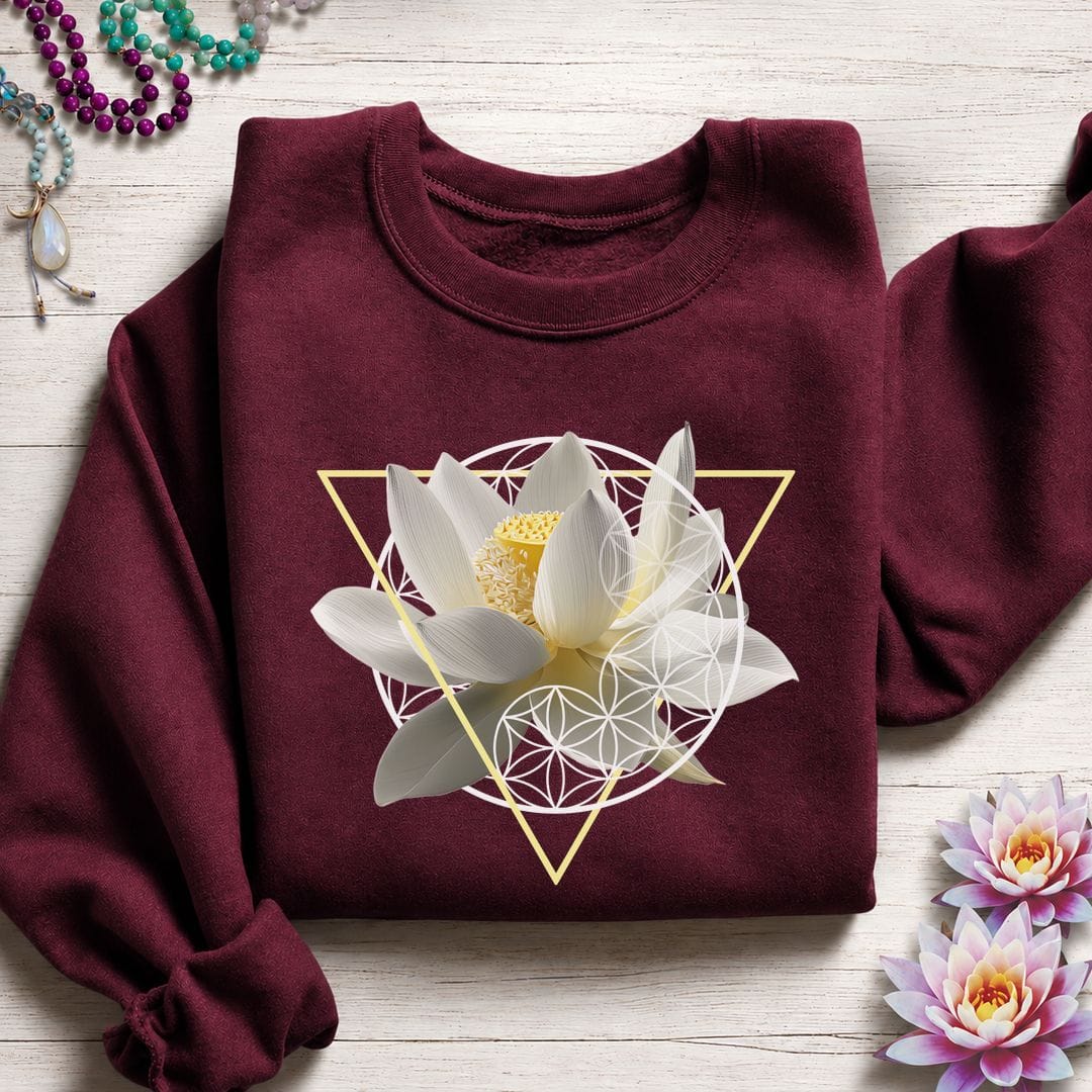Sacred Lotus Flower Sweatshirt Maroon