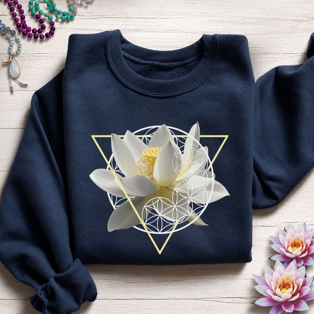 Sacred Lotus Flower Sweatshirt Navy