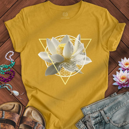 Printify T-Shirt Sacred Lotus Flower Tee Heather Mustard / S