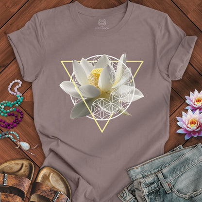 Printify T-Shirt Sacred Lotus Flower Tee Pebble Brown / S