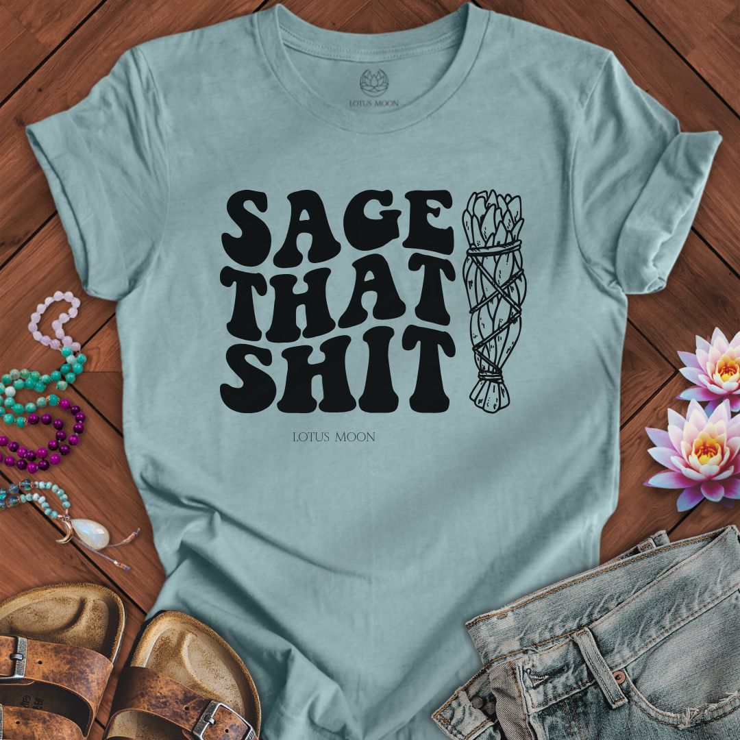 Sage That Sh*t Tee Heather Blue Lagoon