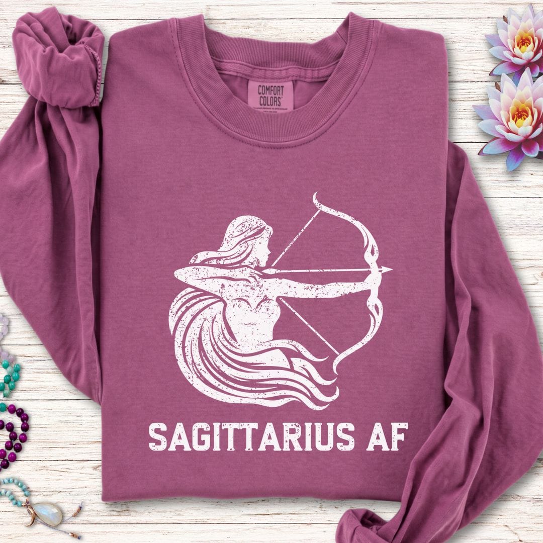 Sagittarius AF Long Sleeve Tee Berry
