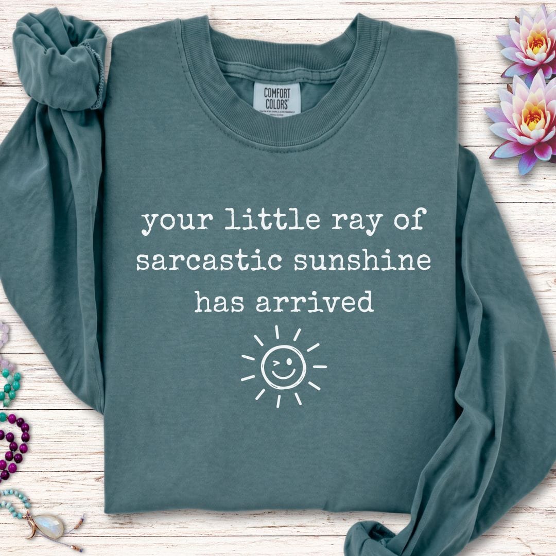 Printify Long-sleeve Sarcastic Sunshine Long Sleeve Tee Blue Spruce / S